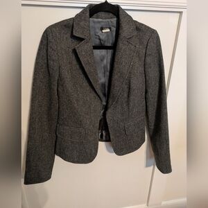 J. Crew Women's Grey Herringbone Wool Blend Blazer